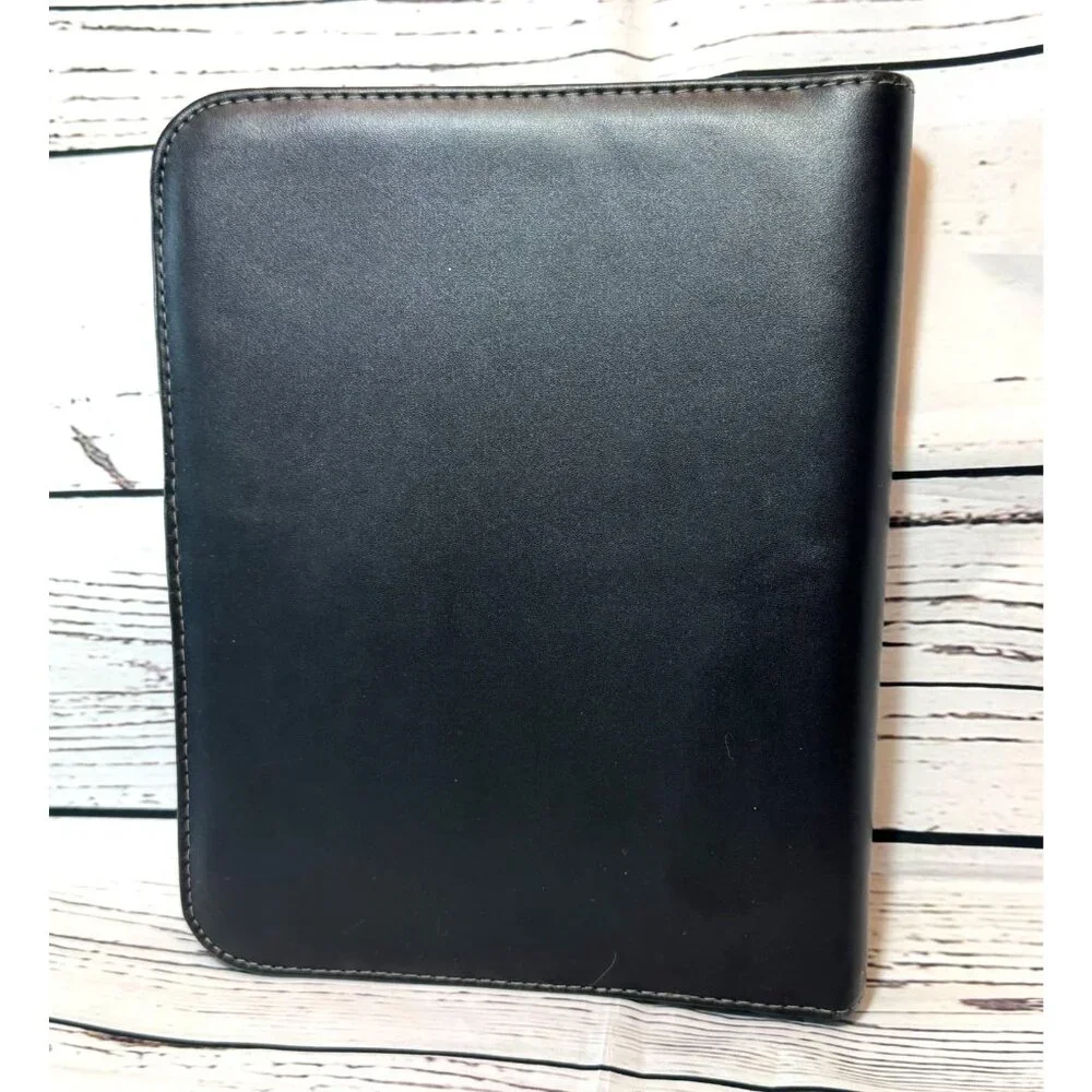 Day-Timer Black Faux Leather Zippered Planner Binder With 7-Ring Organizer